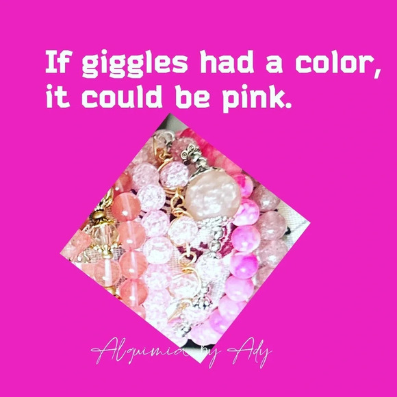 Pink Quartz white opal beaded handmade dainty ring band - Picture 5 of 8